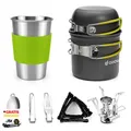 Produktbild: Campinggeschirr Set 10 Teile Aluminium Faltbar Mini Kocher