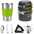 Produktbild: Campingkochset 10-teilig Alu Töpfe Becher Besteck Mini Kocher