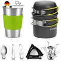Produktbild: Camping Geschirr Set 10-teilig Aluminium für 1 Person, tragbar, faltbar, inkl.