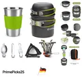 Produktbild: Camping Geschirr Set Aluminium 10-teilig für 1 Person Outdoor Kochen Wandern