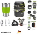 Produktbild: Camping Geschirr Set 10-teiliges Aluminium Outdoor Kochtopf Becher Besteck Wa...