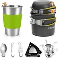 Produktbild: Camping Geschirr Set 10-teilig Aluminium Töpfe Becher Faltbesteck Outdoor
