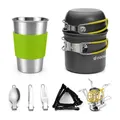 Produktbild: Campinggeschirr Set 10 Teile Aluminium Faltbar Mini Kocher