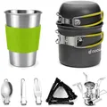 Produktbild: Aluminium Campinggeschirr Set 10-teilig Campingtöpfe Becher Faltbesteck Mini ...