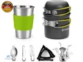 Produktbild: Odoland Camping Geschirr Set 10-teiliges Outdoor Kochgeschirr Aluminium Camping