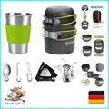 Produktbild: Camping Geschirr Set 10-teiliges Outdoor Kochgeschirr Aluminium Camping Töpfe...