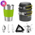 Produktbild: Camping Kochgeschirr Odoland Outdoor Set Töpfe Becher Besteck Kocher Wandern Alu