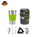 Produktbild: Campingkochset 10-teilig Alu Töpfe Becher Besteck Mini Kocher