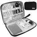 Produktbild: HCFGS Elektronische Tasche, Reisetasche, Kabel Organizer Tasche, stoßfest, feuchtigkeitsabweisend, Aufbewahrung, tragbar, Zubehör für Festplatten, Kabel, Ladegerät, USB, SD-Karte (schwarz)