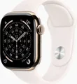 Produktbild: Apple Watch Series 11 GPS + Cellular 42mm Titan gold mit Sportarmband S/M blassrosa