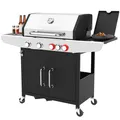 Produktbild: ProfiCook Gasgrill bis zu 450°C | Grillroste aus Gusseisen | inkl. Gasdruckminderer und Schlauch | 4 Brenner | Side-Burner | Gas Grill | PC GG 1312