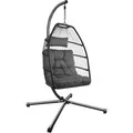 Produktbild: Tectake Hängesessel Ariane Mit Extra Dickem Sitz  und Kopfkissen Stabil  Bodenschonend und Faltbar  107 x 98 x 202 cm Dunkelgrau