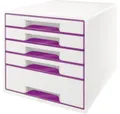 Produktbild: LEITZ Organizer Schubladenbox WOW CUBE 52142062 5S Gehäusefarbe: perlweiß Farbe der