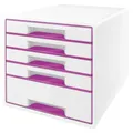 Produktbild: Ablagebox mit 5 Schubfächer weiß/violett Schubladenbox 5214 WOW Cube Leitz