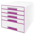 Produktbild: AKTION: LEITZ Schubladenbox WOW Cube  perlweiß/violett 52142062, DIN A4 mit...