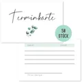 Produktbild: Things of Happiness Blanko Terminkarten (50 Stück) im schlichten Design | Terminkarte für Nagelstudio, Friseur, Massage, Kosmetik, Physiotherapeut (Terminkarte Eucalyptus)