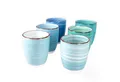 Produktbild: MamboCat Becher 6er Kaffeebecher Set Blue 300ml ohne Henkel Trinkbecher Tee Pott, Steingut