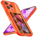 Produktbild: NALIA Kartenhalter Neon Case kompatibel mit iPhone 16 Pro Max Hülle, Transparent Card Holder Cover mit Kartenfach Wallet für Karten Kreditkarte Ausweis, Buntes Silikon Soft-Case Dünn, Farbe:Orange