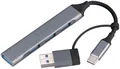 Produktbild: PEARL Splitter: USB-C-4-Port-Hub mit 1x USB 3.0 und 3X USB 2.0, Adapter USB-C auf -A (4-Fach-Hub, Aluminium, Maus)