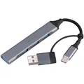 Produktbild: PEARL USB-C-4-Port-Hub mit 1x USB 3.0 und 3x USB 2.0, Adapter USB-C auf -A