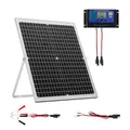 Produktbild: VEVOR 12V Monokristallines Solarpanel-Kit, Solarbatterieladegerät mit intelligentem MPPT-Controller & verstellbarer Halterung, IP67 wasserdicht für Auto, Boot, Wohnmobil, Motorradanhänger