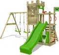 Produktbild: Fatmoose Spielturm Klettergerüst BoldBaron mit Doppelschaukel & Rutsche – apfelgrün