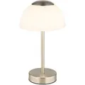 Produktbild: Tischleuchte mit Touchdimmer LED Nachttischlampe Akku Tischlampe Wohnzimmerlampe, Metall nickel matt Glas opal, 2,5W 150lm warmweiß-kaltweiß, DxH 15x28 cm