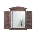 Produktbild: MCW Wandspiegel Spiegelfenster mit Fensterläden 53x42x5cm ~ braun shabby