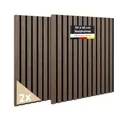 Produktbild: JELLE & JACOB Wandpaneele Akustikpaneele Holz Eiche Dunkel Furnier 52x52 cm, 2er Set 3D Wandpaneele Holz Wandverkleidung, Akustikpaneel Deko Wohnzimmer, Garderobe, Akustik Wand Paneele
