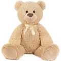 Produktbild: XXL Teddybär hellbraun flauschig mit Schleife 100cm groß Kuscheltier