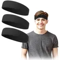 Produktbild: Sport Stirnband Damen Männer Schweißbänder Stirn Frottee Stirnband Sport für Laufen Radfahren Joggen Tennis Fußball (Schwarz)