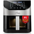 Produktbild: Lehmann 6L Heißluftfritteuse mit Sichtfenster, 1500 W Friteuse Heissluft mit 10 Programmen, ohne Öl, 76-200°C Airfryer, Timer und Touch-Display