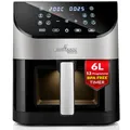 Produktbild: LEHMANN Heißluftfritteuse 6L mit Sichtfenster, 1500 W, Air Fryer mit 12 Programmen, Temperaturkontrolle 76-200°C, Timer, LED-Touchdisplay, Fritteuse ohne Fett für Grillen, Backen und Frittieren