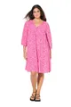Produktbild: Ulla Popken Damen große Größen Übergrößen Plus Size Kleid, Volantsaum, A-Linie, V-Ausschnitt, 3/4-Arm kräftiges pink 42+ 837607800-42+