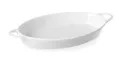 Produktbild: HENDI Ofenform, Oval, mit Ohrengriffen, Tapasschälchen, Hohe Schlag- und Verschleißfestigkeit, geeignet für Ofen, Mikrowelle, Geschirrspüler, 215x140x(H)35mm, Weiß Porzellan, strahlendes weiß