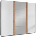 Produktbild: Wimex Schwebetürenschrank Bern (3 Türen, Einlegeböden, Kleiderstangen, Spiegel, 1-St., moderne Optik, Metallgriffleisten, mit Spiegel) 270x64x210cm Weiß Artisan Eiche