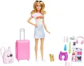 Produktbild: Barbie Anziehpuppe Reiseset mit Hündchen & Urlaubs-Zubehör, inklusive Puppe