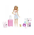 Produktbild: Barbie-Puppe,Reise-Barbie mit blonden Haaren, 10+Reisezubehör, Aufkleber, Koffer
