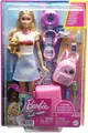 Produktbild: Barbie-Puppe,Reise-Barbie mit blonden Haaren, 10+Reisezubehör, Aufkleber, Koffer
