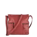 Produktbild: Bear Design Tasche Leder Schultertasche Umhängetasche klein Damen Frauen rot