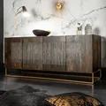 Produktbild: riess-ambiente Massives Sideboard ONYX 180cm dunkelbraun Mangoholz Edelstein Achat gold Metallgestell Kommode Anrichte Schrank