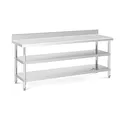 Produktbild: Royal Catering RCAT-200/60-SPS3SH Edelstahltisch mit Aufkantung 200 x 60 x 16.5 cm 235 kg 2 Ablagen Edelstahl-Arbeitstisch