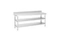 Produktbild: Royal Catering Arbeitstisch 200 x 60 x 96,5cm Edelstahltisch mit Aufkantung Küche 2 Ablagen Gastro, verschiedene Größen