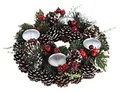 Produktbild: Adventskranz mit roten Beeren & Zapfen - tolle Weihnachtsdekoration, Adventsgesteck