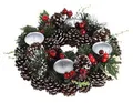 Produktbild: Adventskranz mit roten Beeren & Zapfen - Weihnachtsdekoration, Adventsgesteck