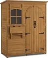 Produktbild: M MCombo Gartenschrank Geräteschuppen Holz, Gartenhaus Outdoor, Aufbewahrungsschrank mit 3 Regale, 0926D, 73×144×185 cm (Natur)