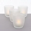Produktbild: Windlicht Teelichtgläser Teelichthalter Glas lackiert matt weiß H 8 cm  4er Set