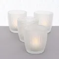 Produktbild: Windlicht Teelichtgläser Teelichthalter Glas lackiert matt weiß H 8 cm  4er Set