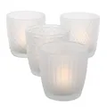 Produktbild: 4tlg. Windlicht MARILU transparent milchig Milchglas Muster geriffelt Glas 7,5cm