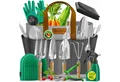 Produktbild: KESSER Gartenpflege-Set Gartenwerkzeug Set 10-teilig Gartengeräte mit ergonomischen Holzgriff, Handschaufel, Handgabel, Unkrautstecher, Handkelle, Handharke & Schere